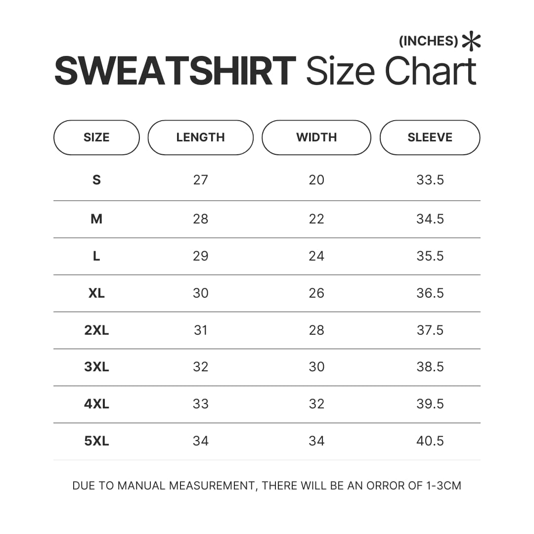 Sweatshirt Size Chart - Helluva Boss Shop