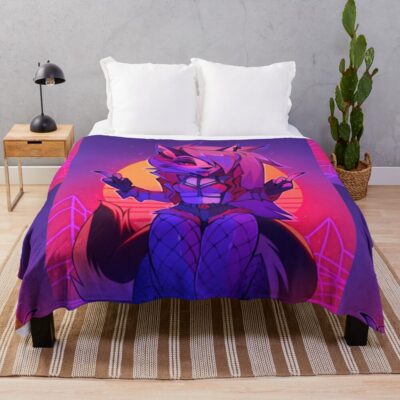 Loona Helluva Boss Synthwave Throw Blanket Official Helluva Boss Merch